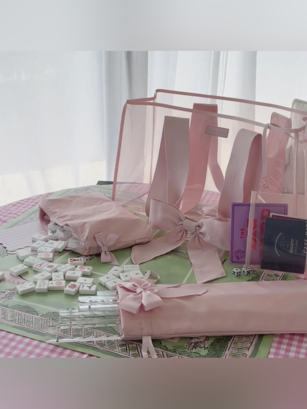 Case mate Ballet Pink Bow mahjong jelly tote set - Picture 2 of 4